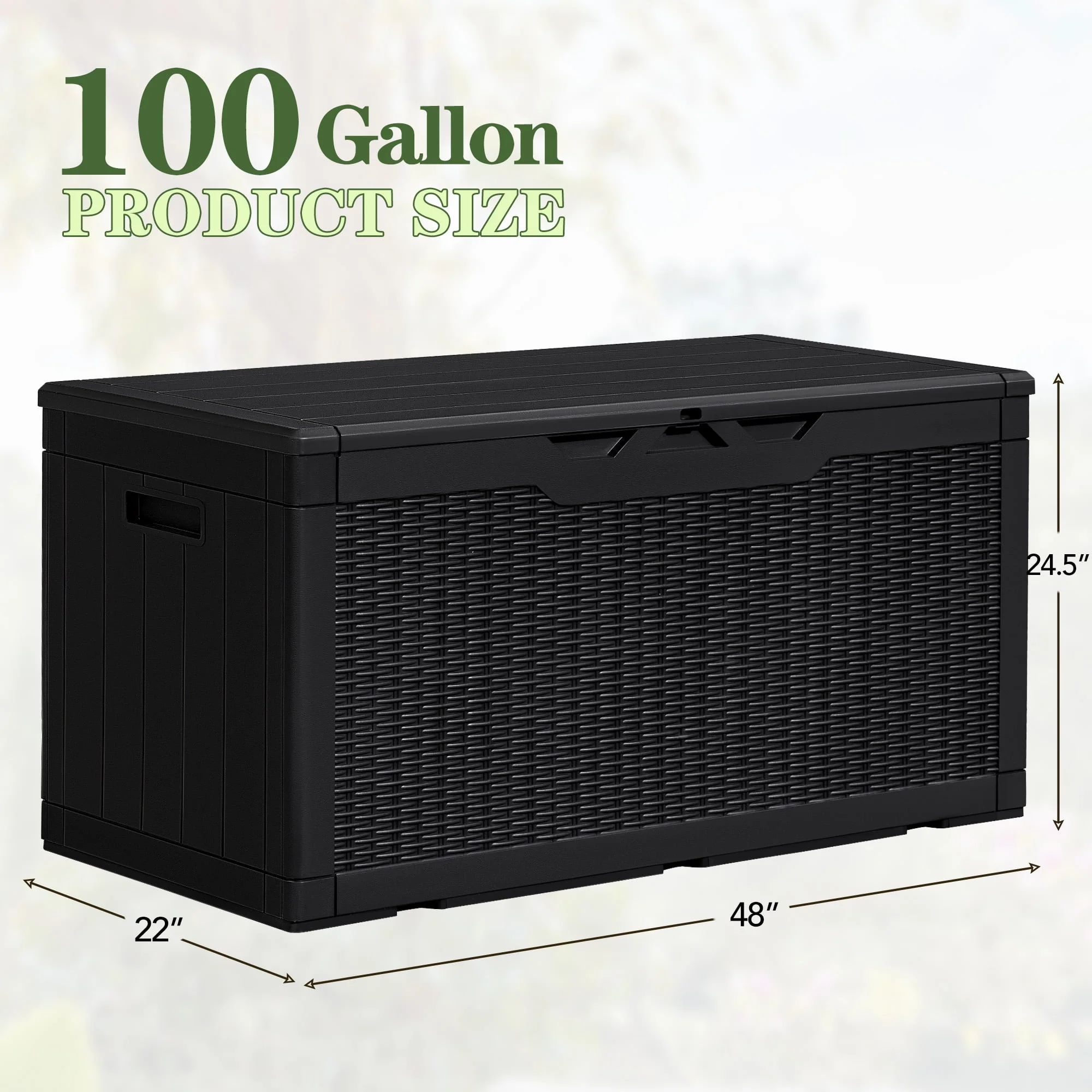 Homall 100 Gallon Outdoor Box Deck Plastic Resin Storage Box, Black