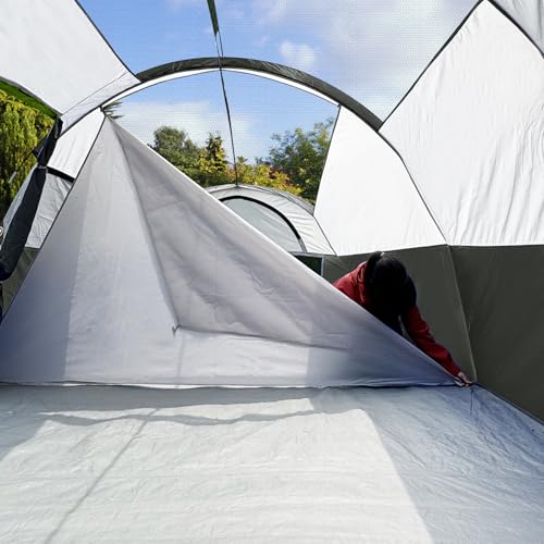 CAMPROS CP Tent 8 Person Camping Tents, Weather Resistant Family Tent, 5 Large Mesh Windows, Double Layer, Divided Curtain for Separated Room