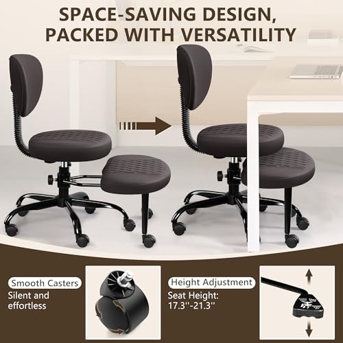 Ergonomic Cross Legged Office Chair with Wheels - Adjustable Height for Meditation, ADHD Desk & Yoga - Wide Criss Cross Design with Lumbar Support