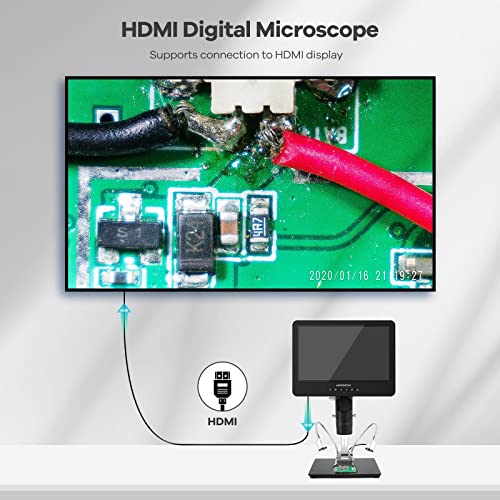 Andonstar AD249S-M 10.1 Inch HDMI Digital Microscope 2000x for Adults, 3 Lens 2160P UHD Video Record, Soldering Microscope for Electronics Repair