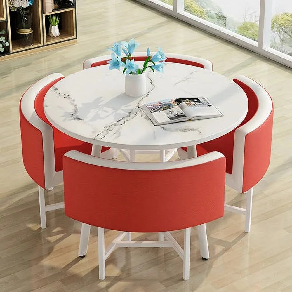 Dining Table Set 4 Chairs Office Reception Seat Suits Negotiation Table Casual Visitor Round Table Visitor Office Desk Chair Set