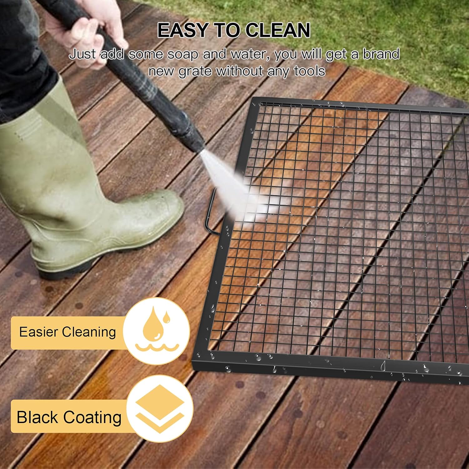 Square Fire Pit Cooking Grill Grate,36×36inch Outdoor Campfire BBQ Rack, Campfire Grill Grate Portable
