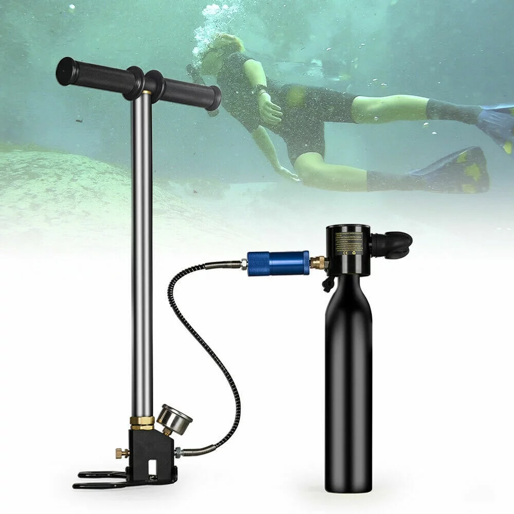 FETCOI Mini Scuba Tank Diving Equipment Kit with 0.5L Oxygen Tank High-pressure Pump