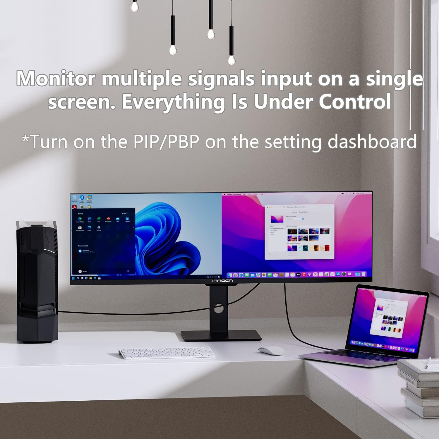 INNOCN 44C1G Ultrawide Monitor 43.8" WFHD 3840 x 1080p 120Hz Monitor 32:9 IPS Computer Split Screen Monitor 96% DCI-P3 HDR400 FreeSync Premium USB