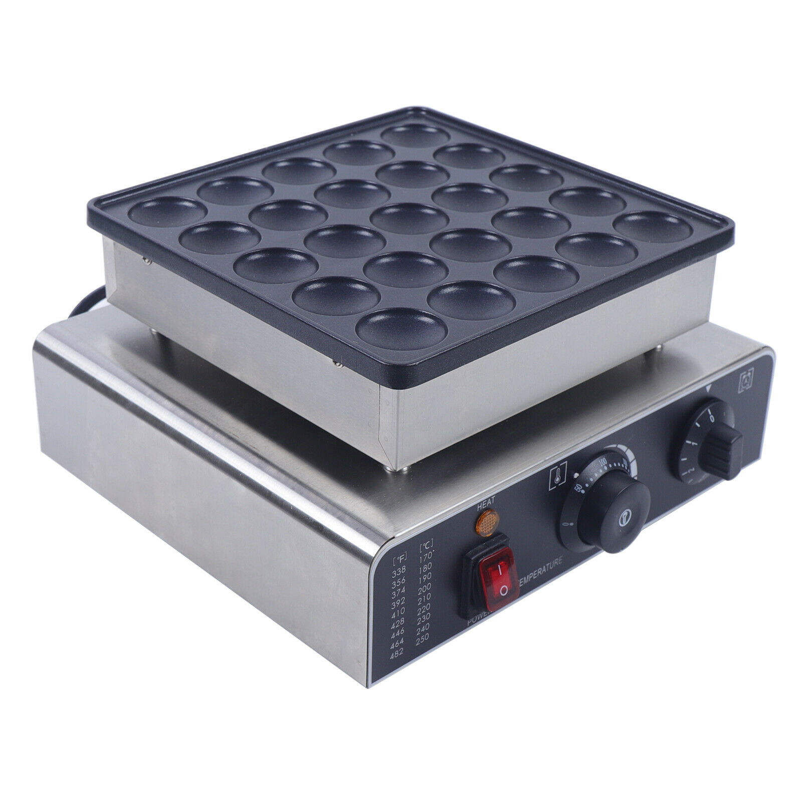 800W Commercial Nonstick Waffle Maker Machine Mini Dutch Pancake Baker 25PCS