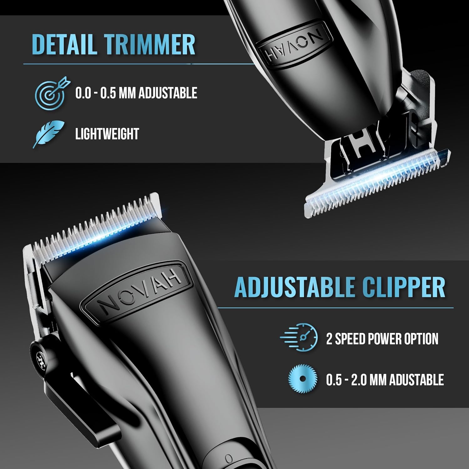 Novah Professional Barber Clippers and Trimmer Set - Foil Shaver Professional Hair Clippers for Men