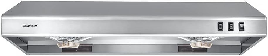 PACIFIC 30'' Economy Under Cabinet Range Hood, Stainless Steel, CFM550, 2-speed settings, rocker switch, Filter-less design