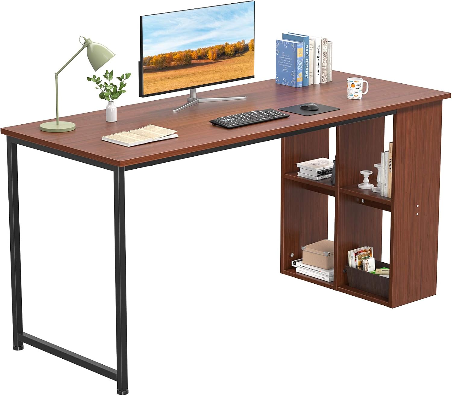 Homfio 47.2'' Computer Desk with Storage Shelves, Modern Home Office Desk Computer Table with Cabinets
