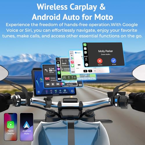 2025 Wonsidary W722 for Motorcycle CarPlay & Android Auto,7" Waterproof Smart GPS Navigation System Screen,Car Play Moto with Light Sensor
