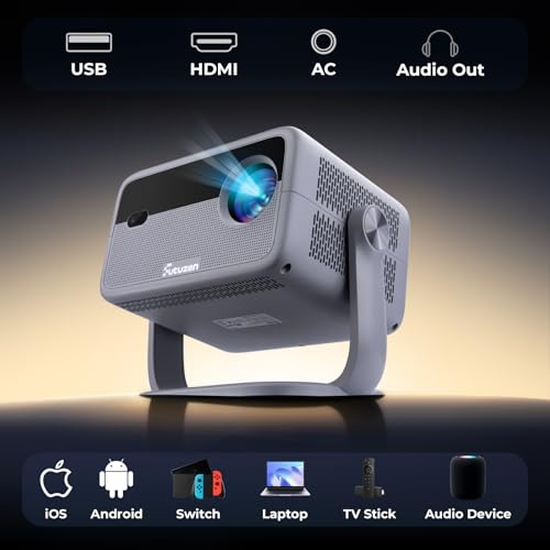 【Netflix Officially Licensed & Auto Image Set-up】Smart Projector with WiFi and Bluetooth,600 ANSI Native 1080P Voice Control Outdoor Movie Projector