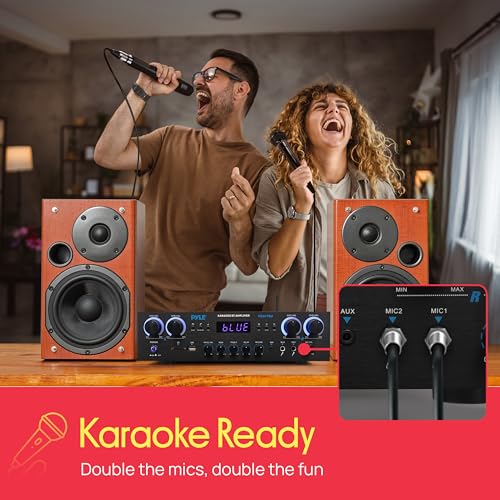 Pyle Bluetooth Home Audio Theater Amplifier Stereo Receiver- 4 Channel, 800 Watt Sound System w/ MP3,USB,SD,AUX,RCA,FM,MIC, Headphone, Reverb Delay
