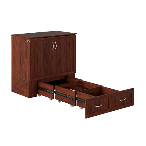 AFI Southampton Queen Murphy Bed Chest with Mattress, Storage, and Built-in Charger in Grey