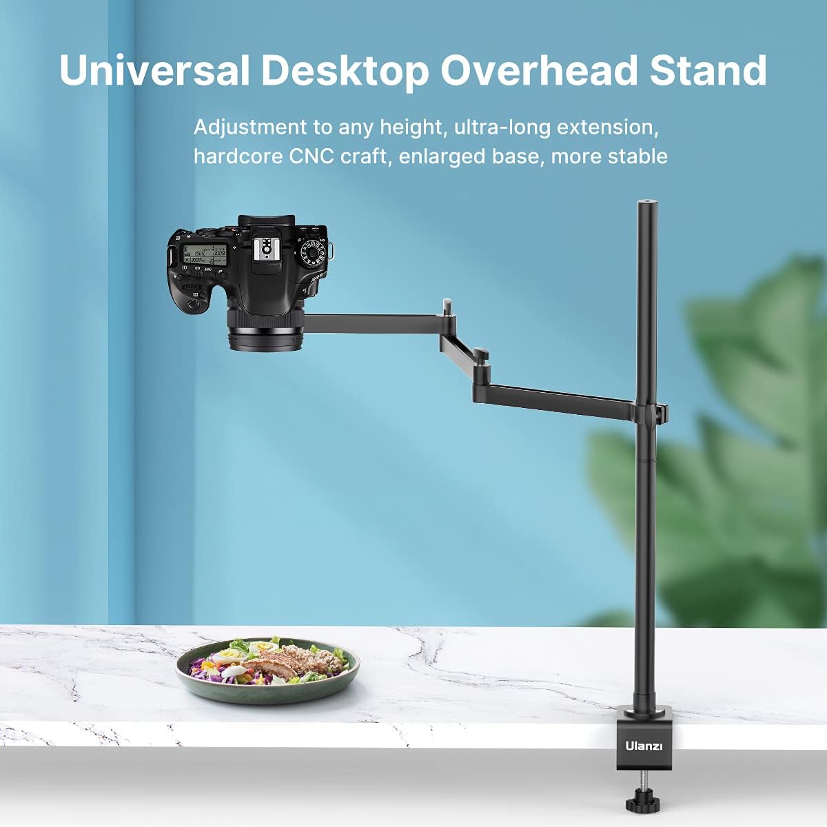 ULANZI Camera Desk Mount Stand with Flexible Arm, Overhead Camera Mount, Articulated Arm with 360° Rotatable Ball Head