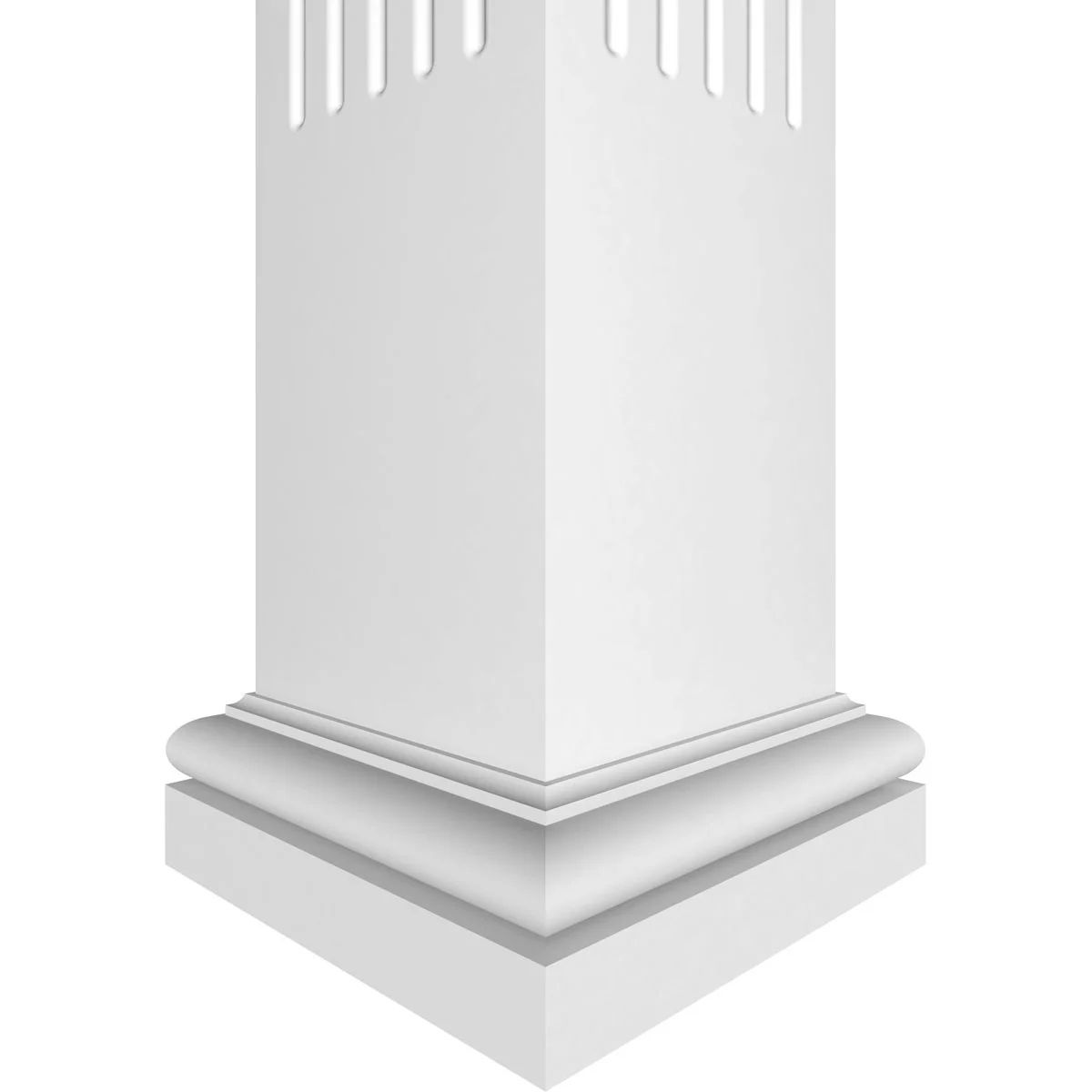 Ekena Millwork 8"W x 8'H Premium Square Non-Tapered Fluted PVC Endura-Craft Column Wrap Kit, Tuscan Capital & Base
