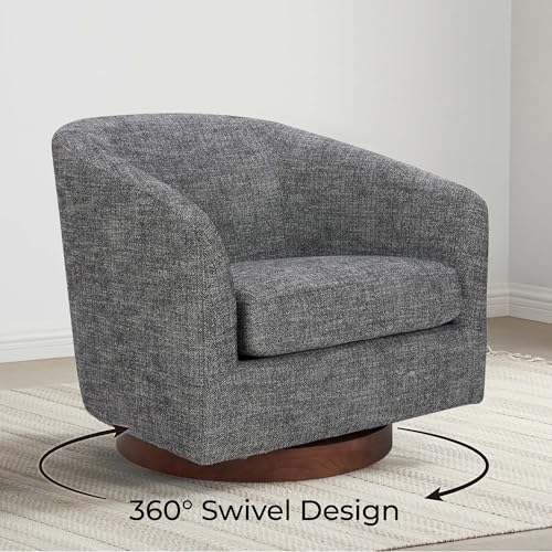 CHITA Swivel Accent Chair, FSC Certified Upholstered Fabric Barrel Chair for Living Room, Fully Assembled, Flax Beige