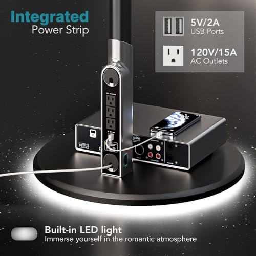 Floor Mobile TV Stand with Power Outlet, Rolling TV Cart for 27-65 Inch OLED LED Monitors, 6 Levels of Height Adjustment