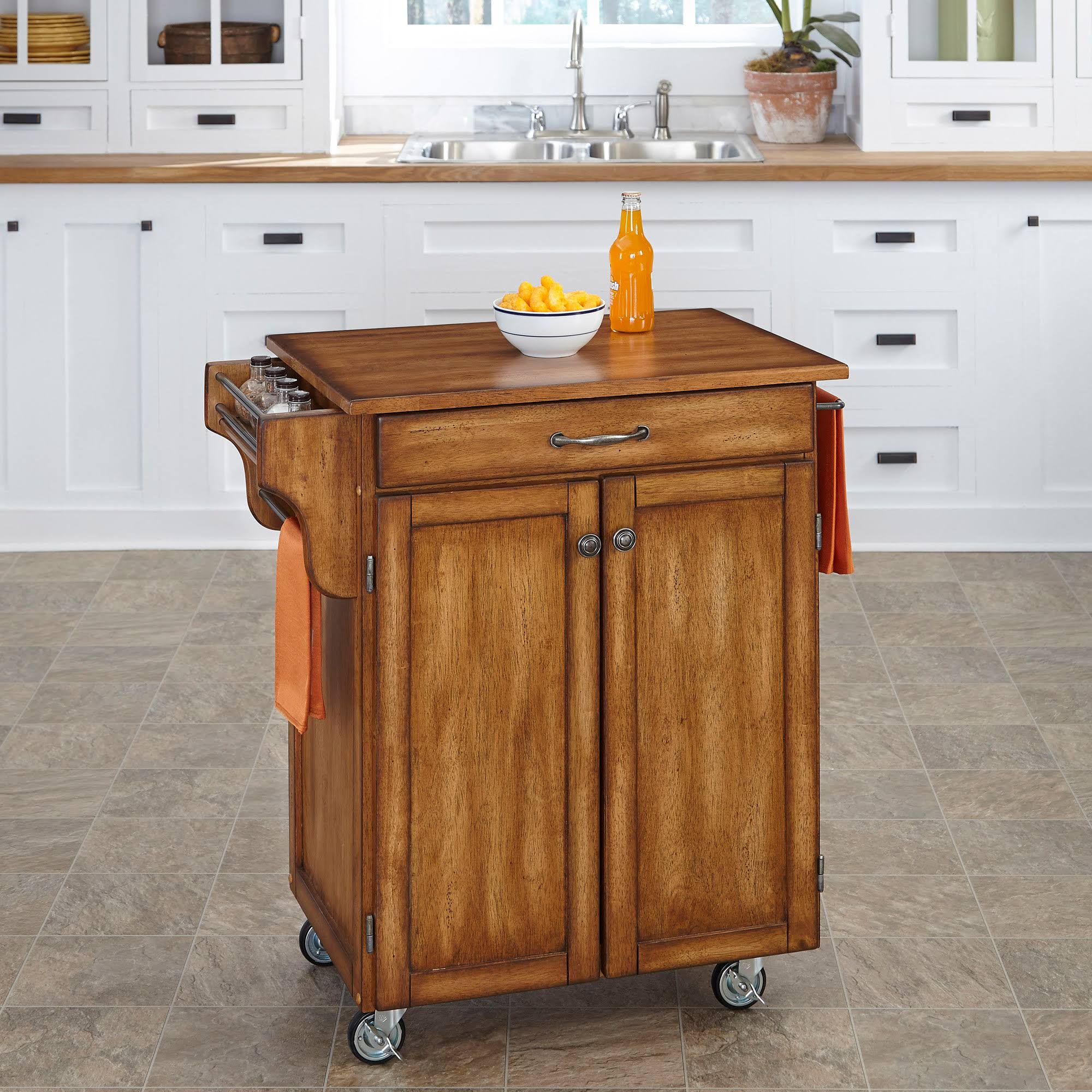 August Grove Savorey Kitchen Cart; Warm Oak