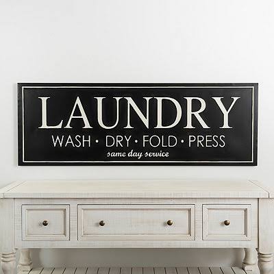 Laundry Wash Dry Fold Metal Wall Plaque : Metal