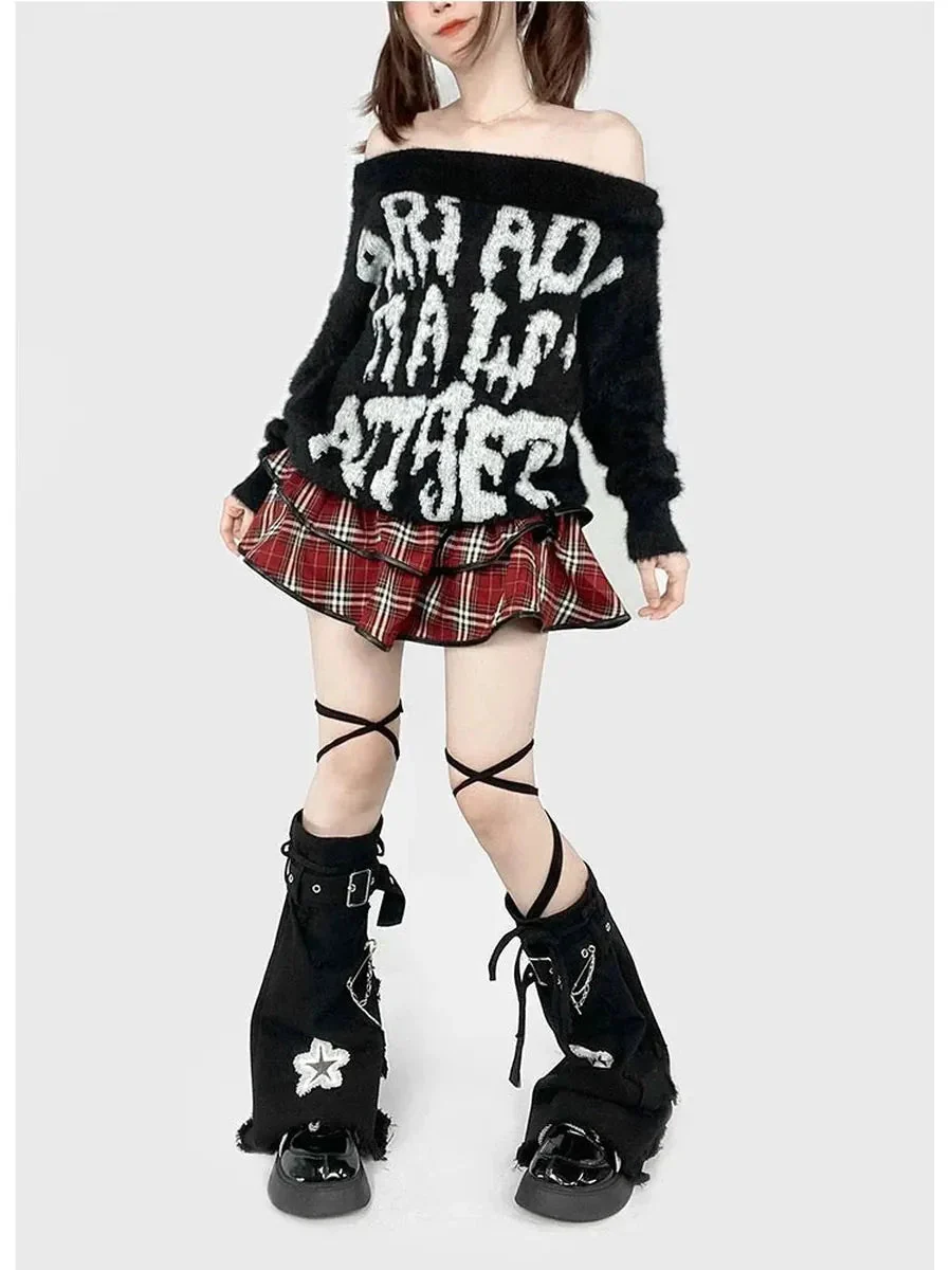 'Agitator' Harajuku Punk Red Checkerboard Skirt