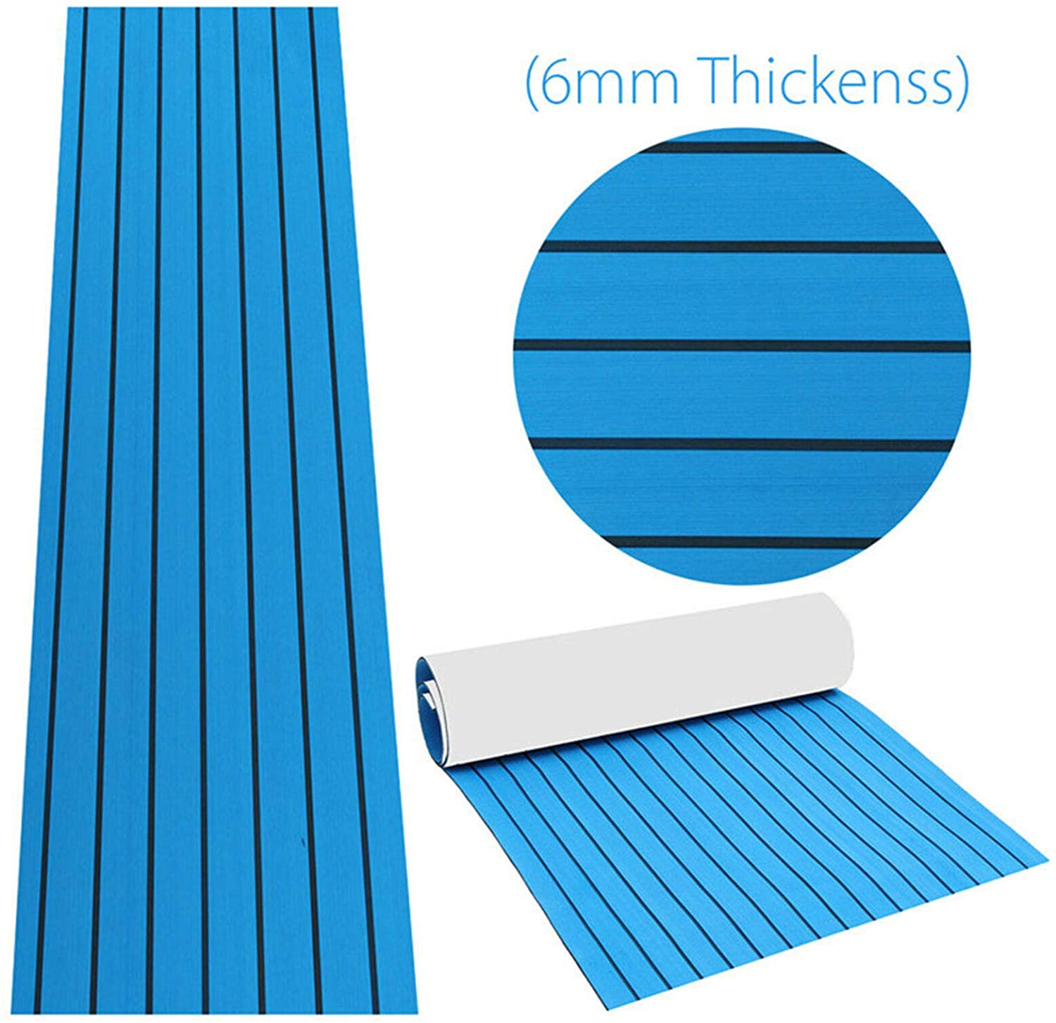 DENEST EVA Foam Teak Decking Sheet Non-Skid Self-Adhesive Sea Deck Carpet Mats 94.5"x35.4"