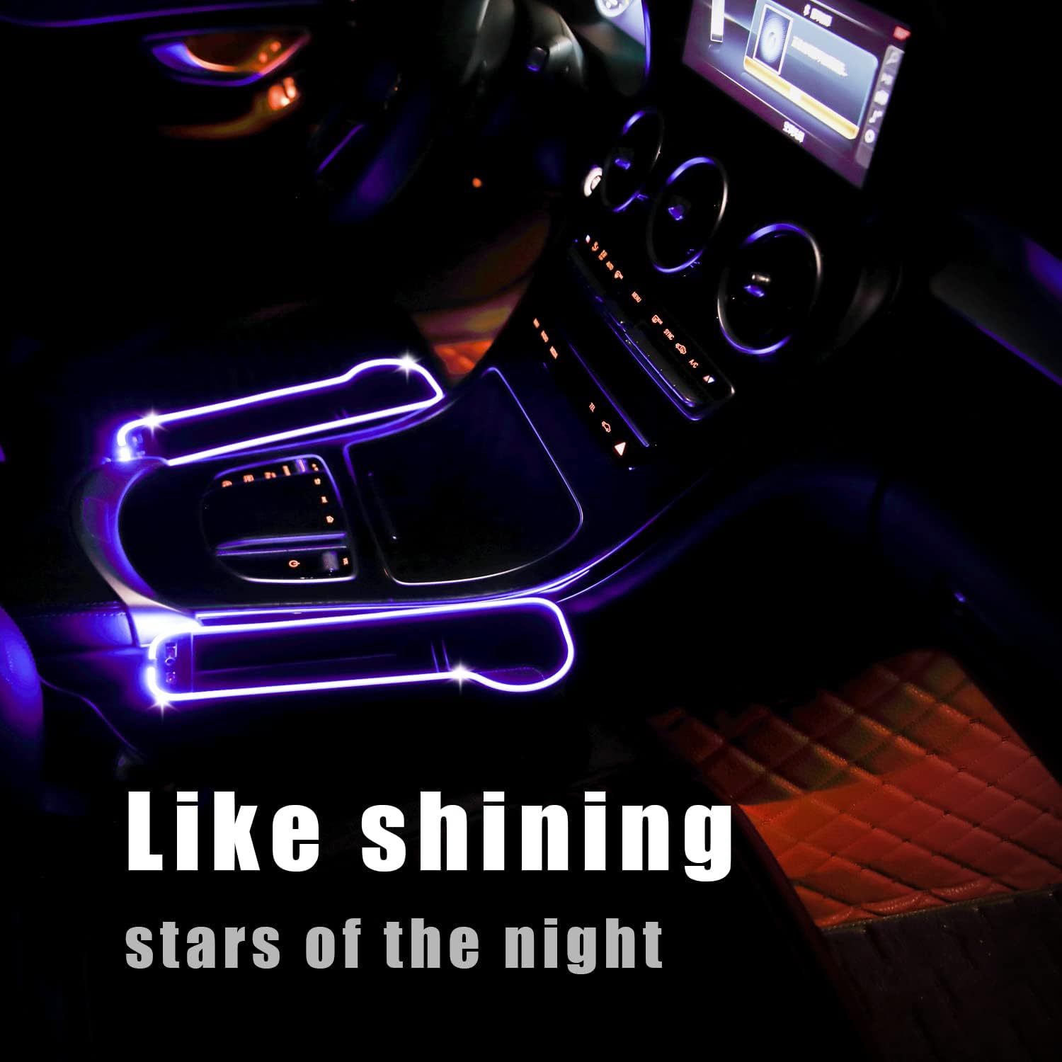Yuoyar 2 Pack LED Light Car Seat Organizer Front Seat - Car Seat Gap Filler Organizer for Drivers