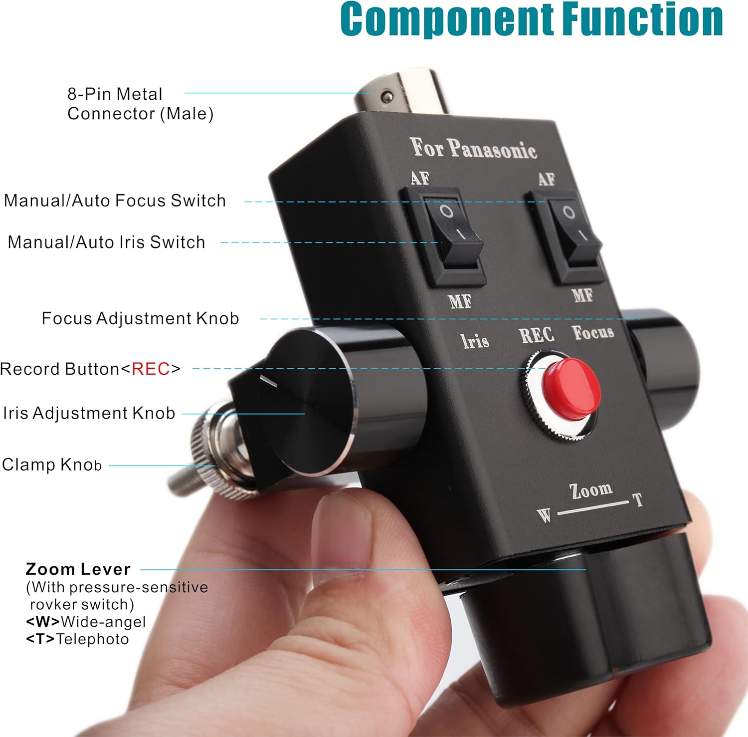 KOERTACOO Camcorder Zoom Controller, Remote Control Zoom, Iris