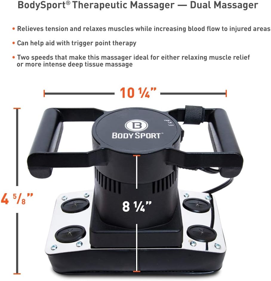 Body Sport Dual Speed Professional Vibrating Massager for Pain and Aching Muscles – Premium Chiropractic Tool Ideal for Myofascial Release and