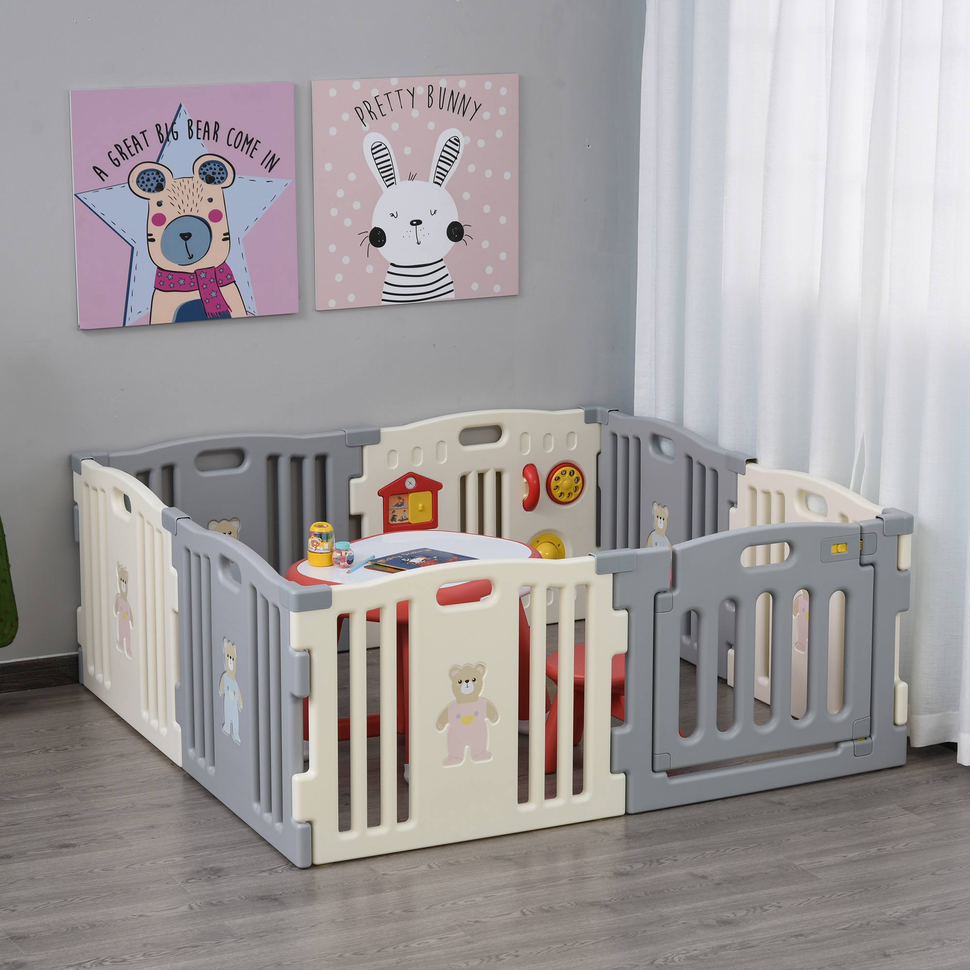 Qaba 8-Piece Children Baby Playpen Kids Activity Center Fence for