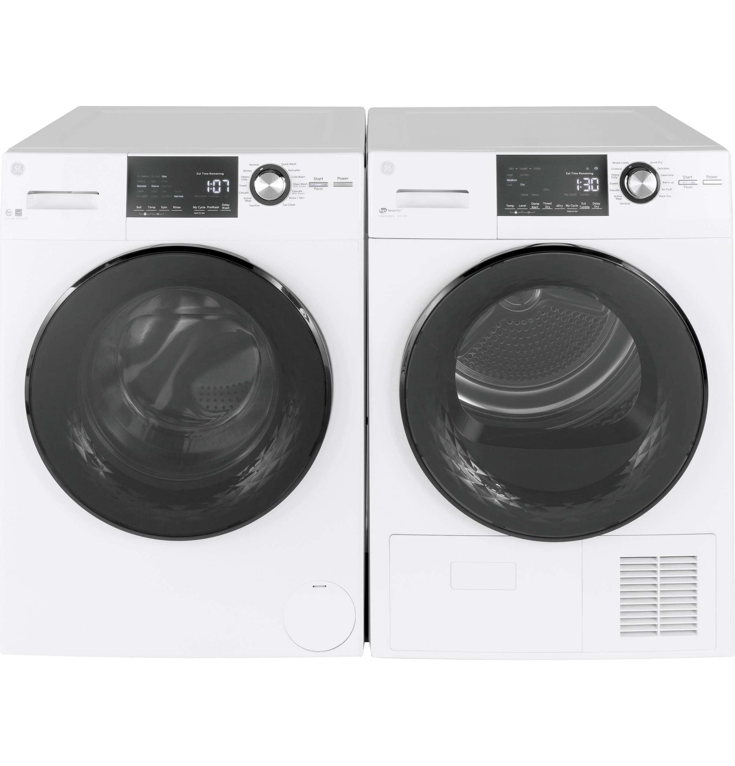 GENERAL ELECTRIC GFW148SSMWW 24 Frontload Washer with Steam 2.4 cu. ft. Capacity Plugs into Dryer or Wall Energy Star Electronic Touch Controls in