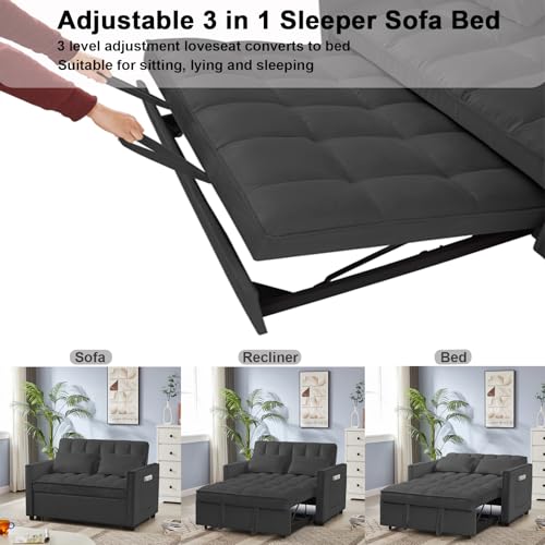 68.11" Corduroy Sleeper Chair Bed with USB Port, Cup Holders & Side Storage Pockets – 3-in-1 Foldable Sofa Bed for Guest Room, Living Room – White