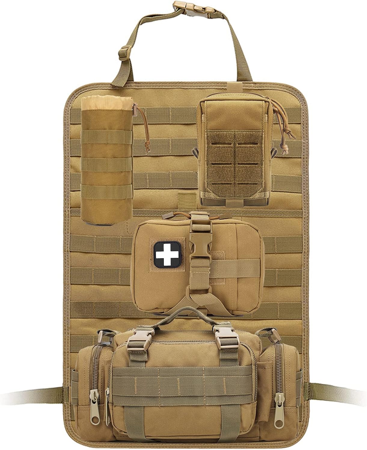 Molle Seat Back Organizer, Tactical Seat Covers, Molle Tactical Vehicle Organizers Panel Car Seat Covers Protector Black