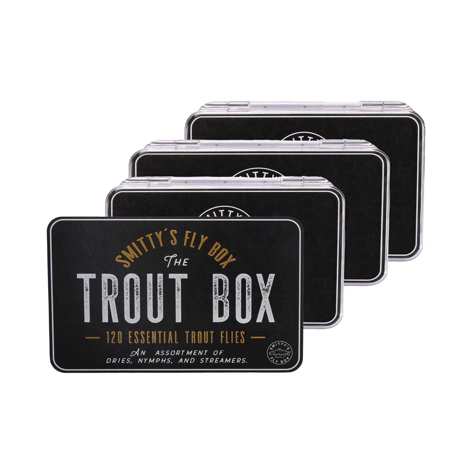 Smittys Fly Box Trout Box Premium Trout Flies Assortment of Dry Flies, Nymphs, Euro Nymphs, Stimulators, Wooly Buggers and Streamers for Fly