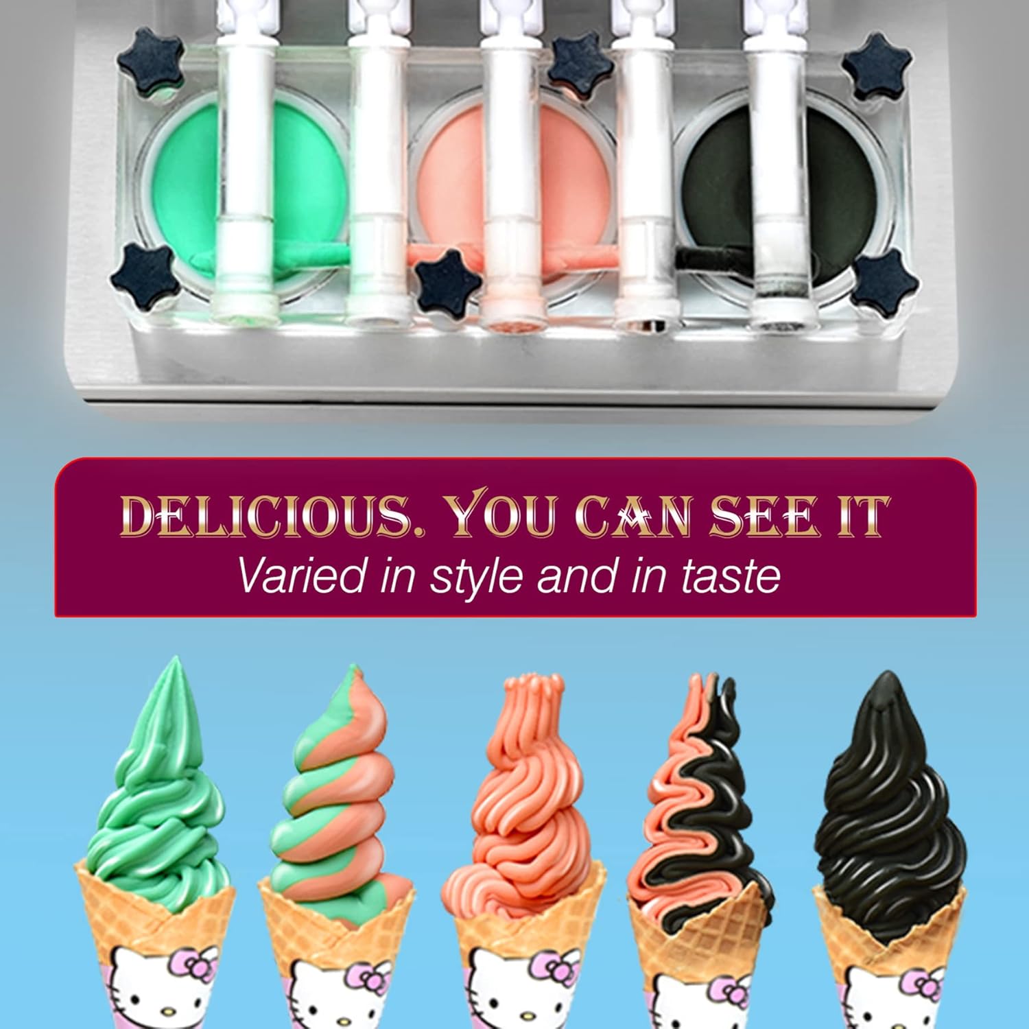 Commercial ETL 3+2 mixed Flavors Soft Serve Ice Cream Maker