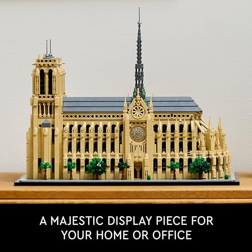 LEGO Architecture Notre-Dame de Paris Replica, Architectural Model Kit, Collectible Building Set for Adults, Build and Display Souvenir