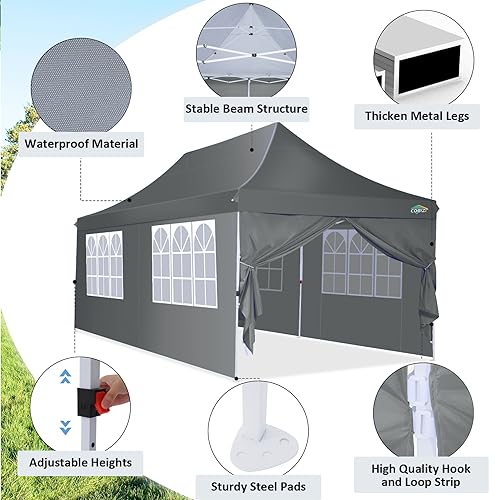 10x10 Pop Up Canopy Tent with 4 Sidewalls and Mesh Windows 2.0