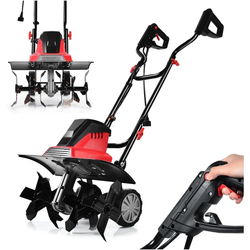 RELAX4LIFE Electric Tiller 1500 W at 400 RPM, Tiller with Working Depth 22 CM, Width 43 CM and 6 Blades
