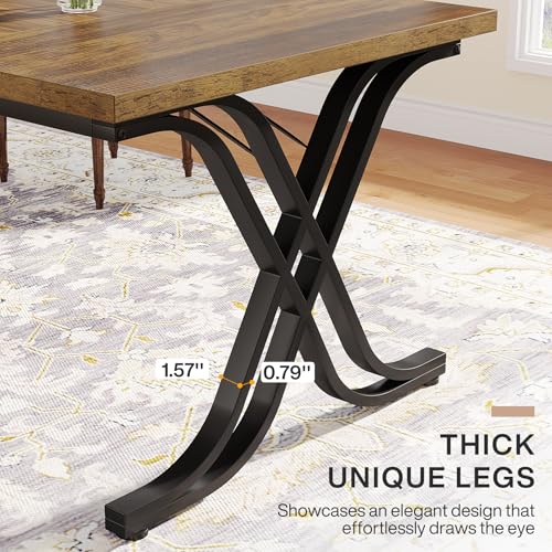 Tribesigns Dining Table for 4-6 People, 63 Inch Industrial Large Kitchen Table with Heavy Duty Metal Frame