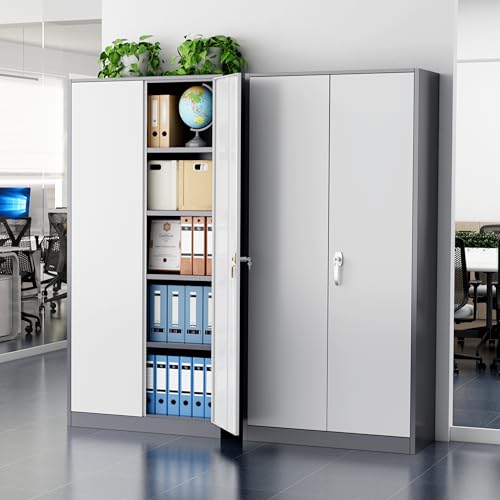 Greenvelly Metal Storage Cabinet, 72" Black Locking Storage Cabinets with Doors and 4 Shelves, Metal Cabinet for Garage Home Office, Classroom