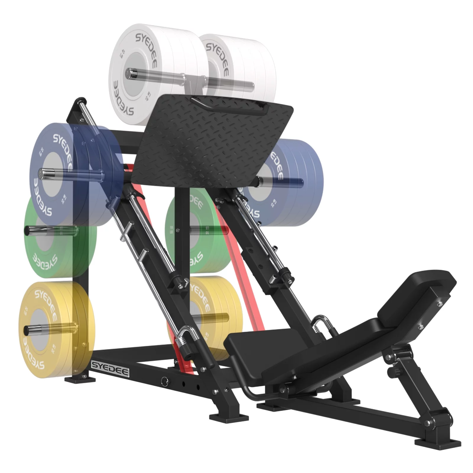 syedee Leg Press Machine with Calf Block, 1500LBS Weight Capacity Adjustable Leg Machine with Resistance Band Pegs and Plate Storages