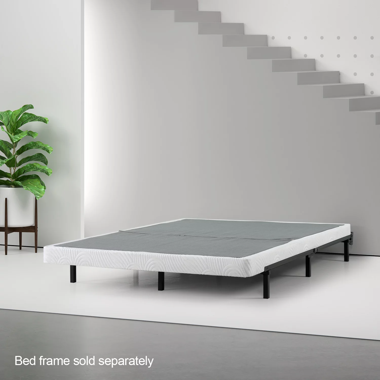 Spa Sensations By Zinus No Assembly 4" White Mattress Foundation Metal Box Spring, Queen