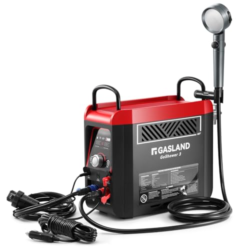 GASLAND Goshower G3 Pro 1lb Propane Portbale Water Heater with Pump | 4000mAh Rechargeable Battery | MAX 100mins Shower Time | Outdoor Propane