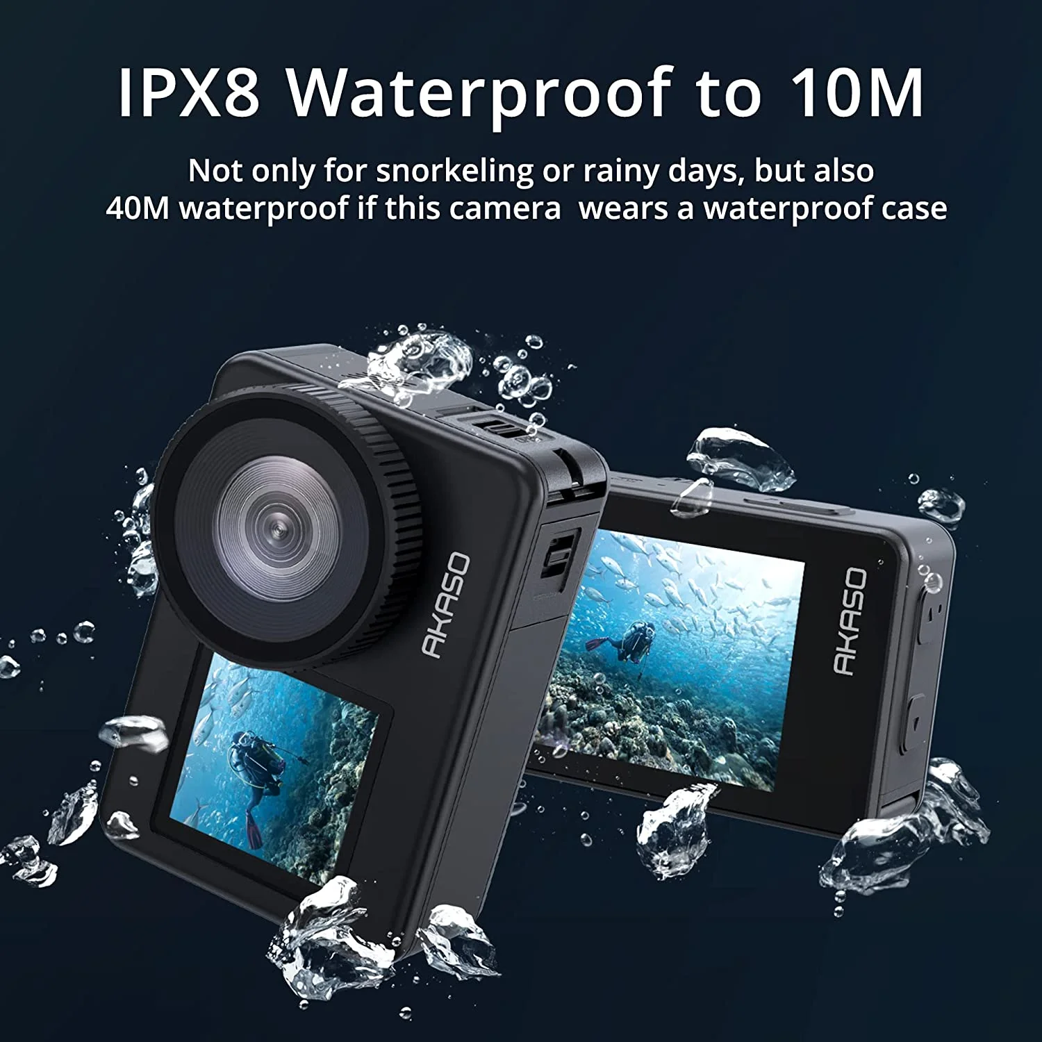 Akaso Brave 7 7 in. 4K30FPS 20MP Wi-Fi Action Camera with Touch Screen IPX8 33FT Water