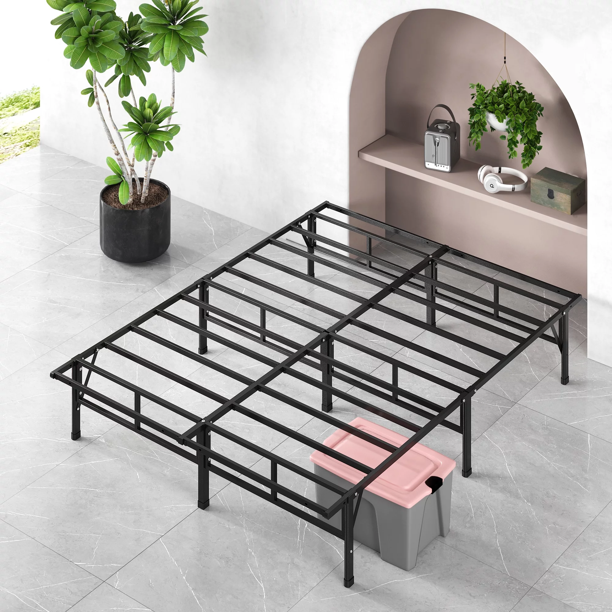 Zinus 14" Metal SmartBase Compack® Mattress Foundation, Bed Frame, Queen