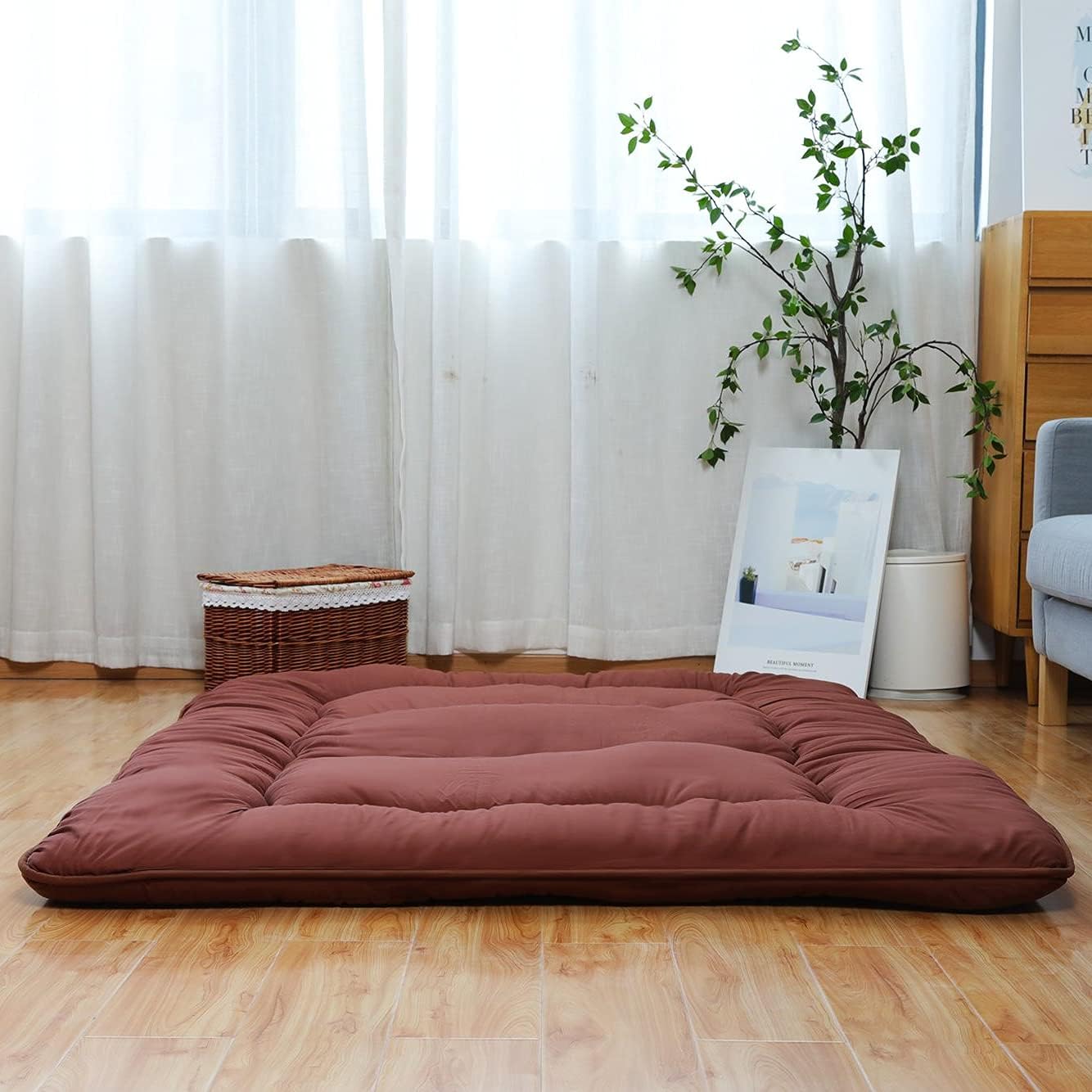 XICIKIN Japanese Floor Mattress, Japanese Futon Mattress Foldable Mattress, Roll Up Mattress Tatami Mat with Washable Cover