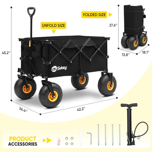 Heavy Duty Beach Wagon with 9" Big Sand-Proof Wheels – 440lb Capacity
