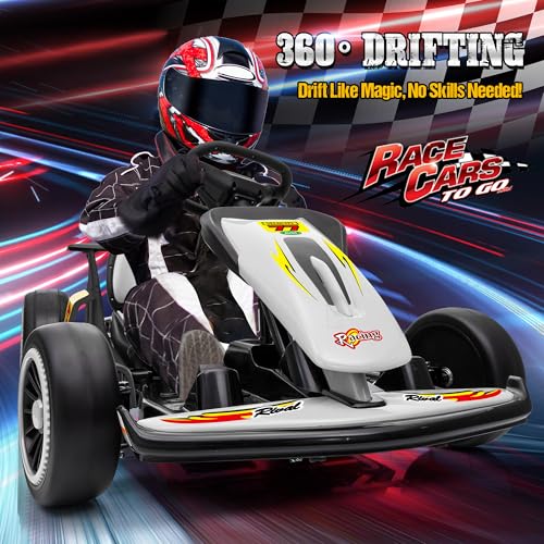 24V Electric Go Kart for Kids, Crazy Drift Cart with 400W Motors, EVA Tires, Max Speed 8.1 MPH, Music, Wireless