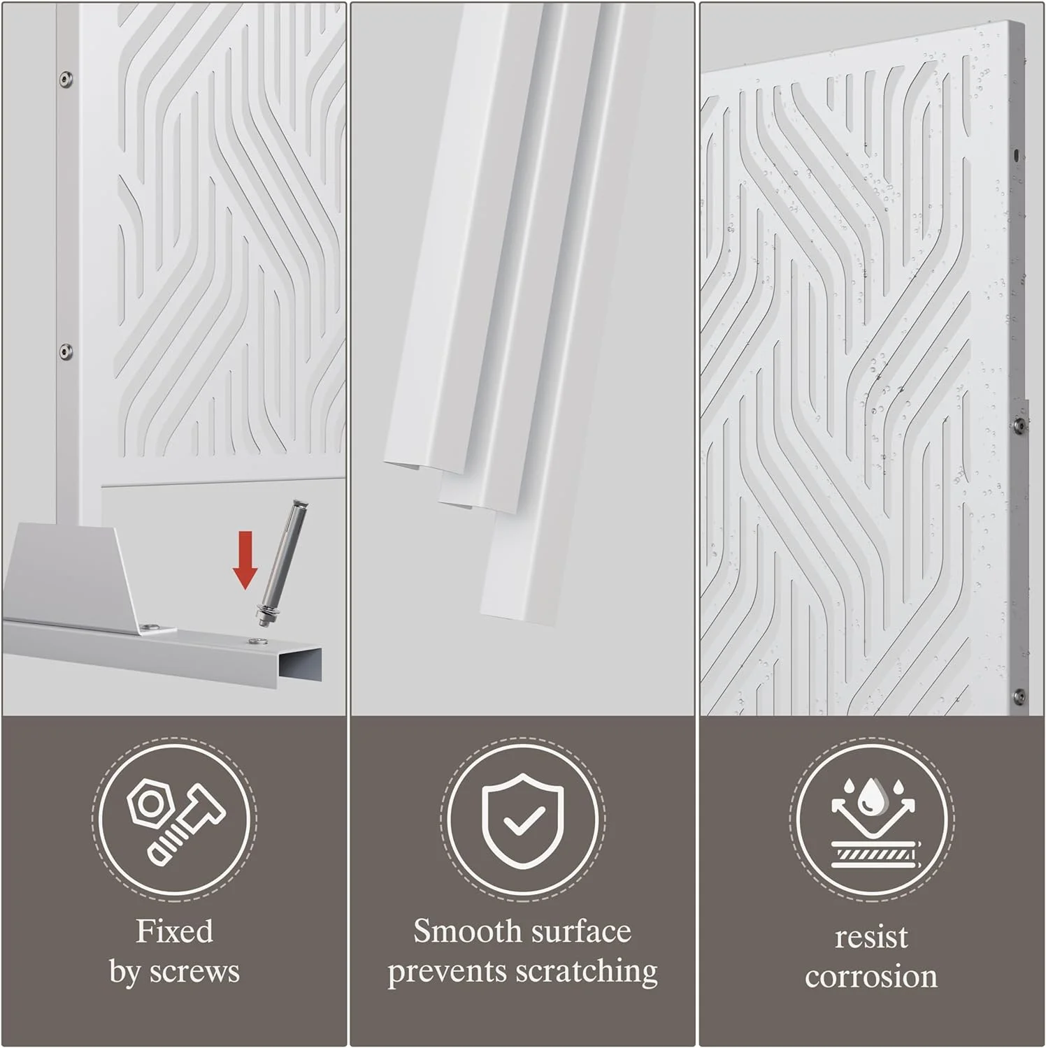 ALAULM Privacy Screen Outdoor Metal Privacy Screen with Stand Outdoor&Indoor Freestanding Decorative Privacy Screens Privacy Screen Divider Wall and