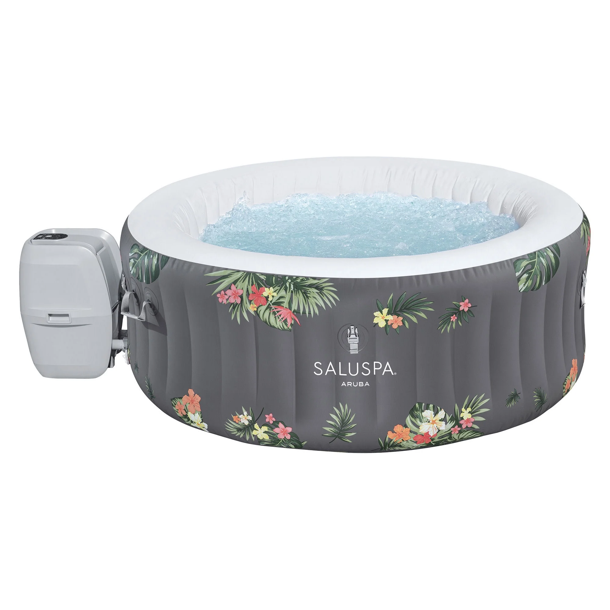 Bestway SaluSpa Aruba AirJet Inflatable Hot Tub w/ EnergySense Cover, Grey