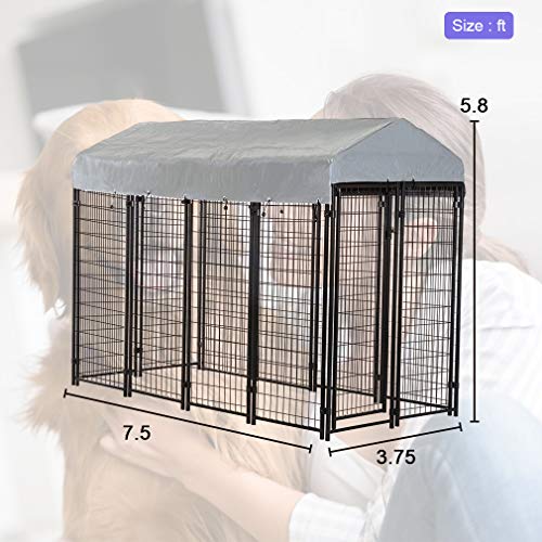 BestPet 8 x 4 x 6 Ft Dog Kennel Outdoor Dog Pen Playpen House Heavy Duty Dog Crate Metal Galvanized Welded Pet Animal Camping Cage Fence with