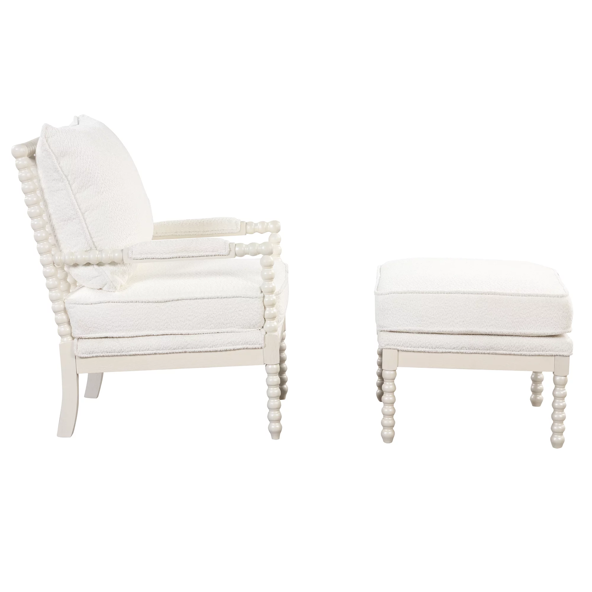 The Spindal Chair Velvet Accent Chair with Ottoman, Modern Lounge Accent Chair with Armrests pad, Reading Chair with Footrest for Small Space
